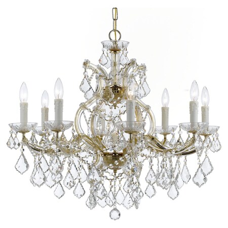 Crystorama Maria Theresa 9 Light Clear Swarovski Strass Crystal Gold Chandelier 4408-GD-CL-S